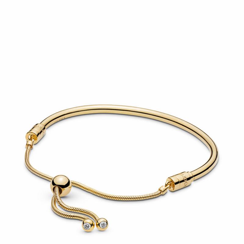 Pandora Shine™ Sliding Bangle Bracelet Ireland - 18ct Gold Plated/Cubic Zirconia - 459027DEY